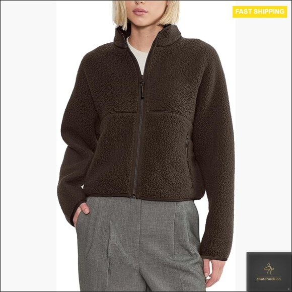 Sherpa Fleece Jacket Women's Loose Fit Long Sleeve Zip Up Cozy Casual Outerwear
